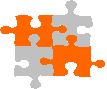 Das Logo des Vereins zeigt vier ineinander gesteckte Puzzle-Teile, angeordnet zum Quadrat